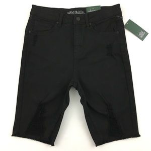 Wild Fable Womens Black High Rise Distressed Biker Bermuda Jean Shorts Size 2